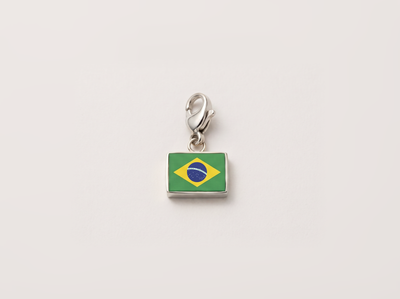 Brazil flag charm, silver