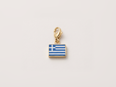 Greece flag charm, 18k gold plated