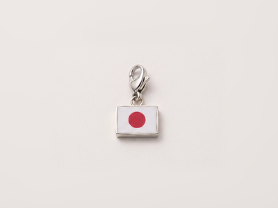 Japan flag charm, silver