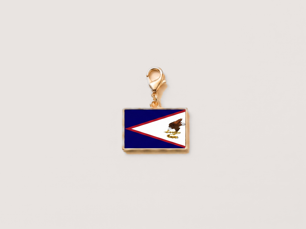 American Samoa flag charm, gold