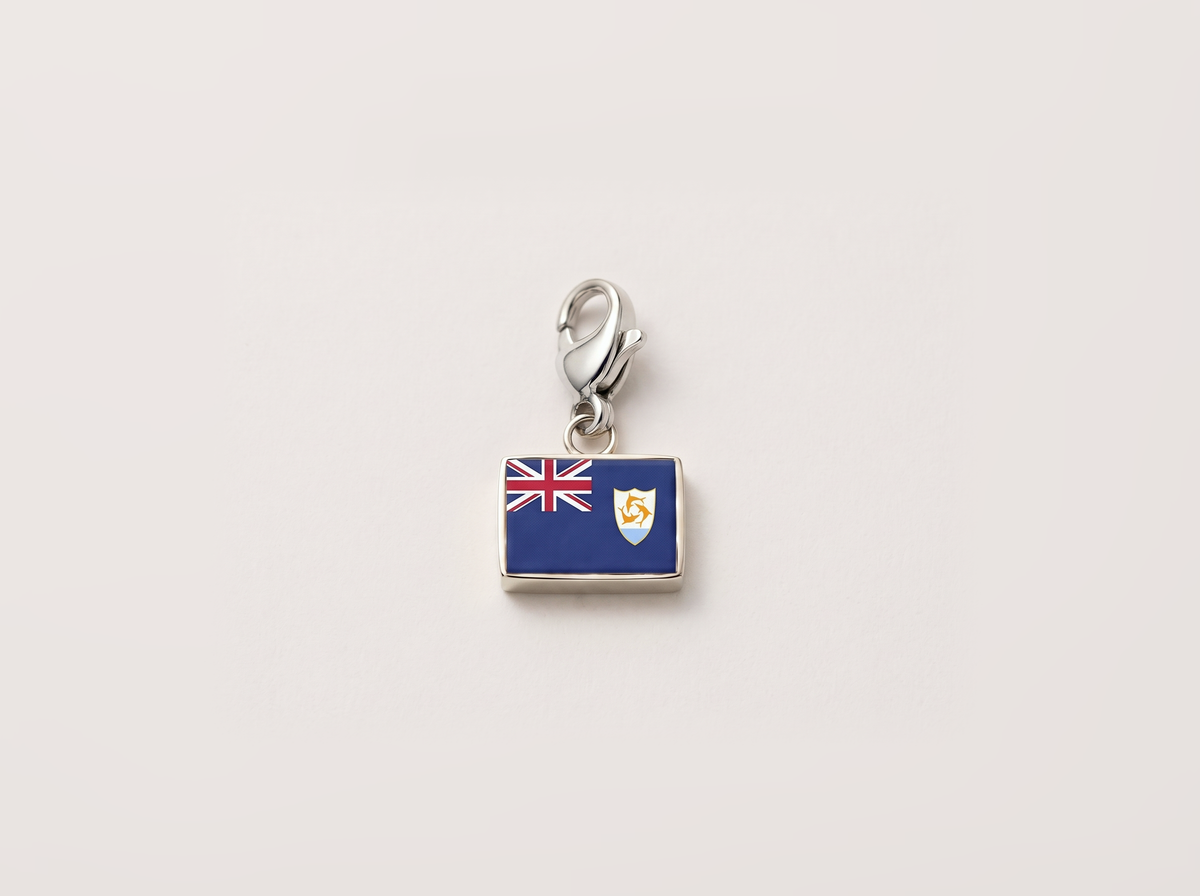 Anguilla flag charm, silver