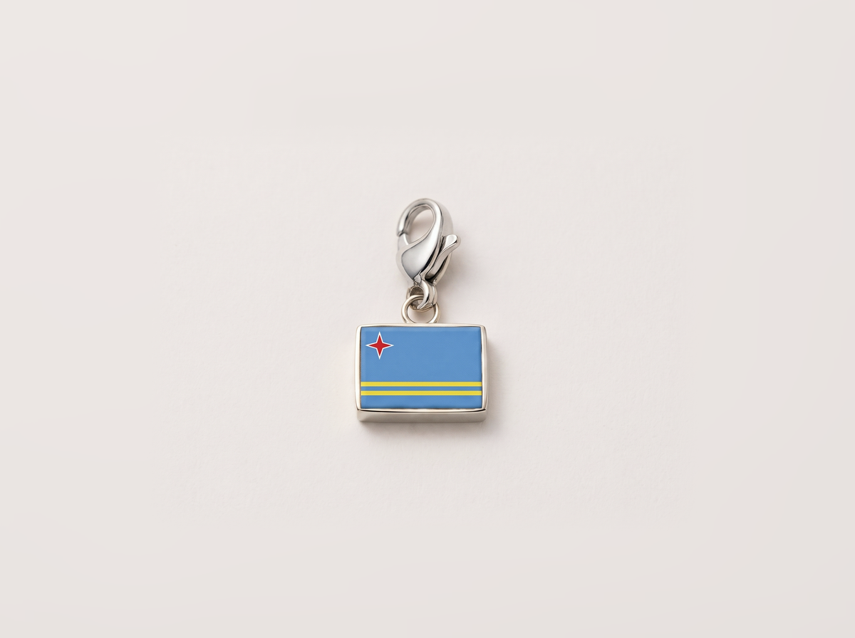 Aruba flag charm, silver