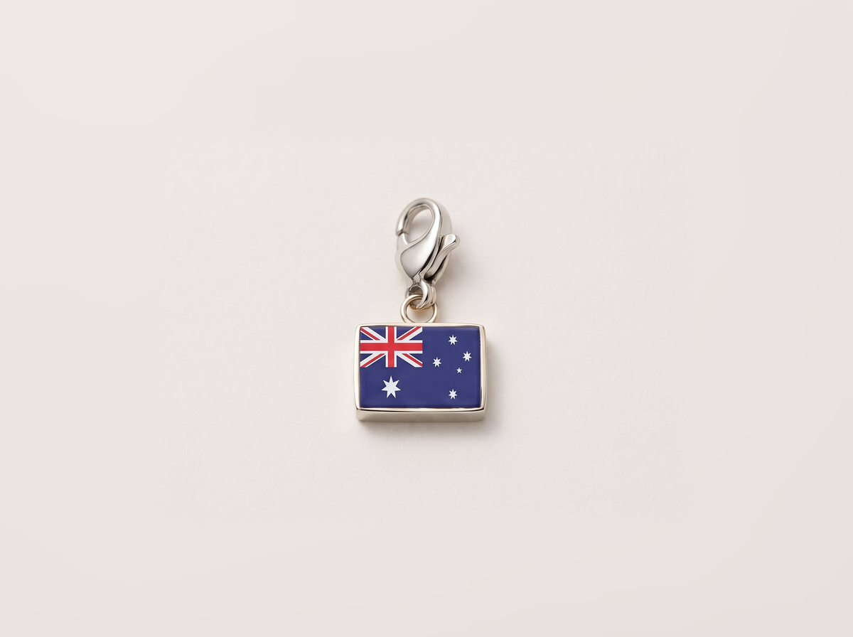 Australia flag charm, silver