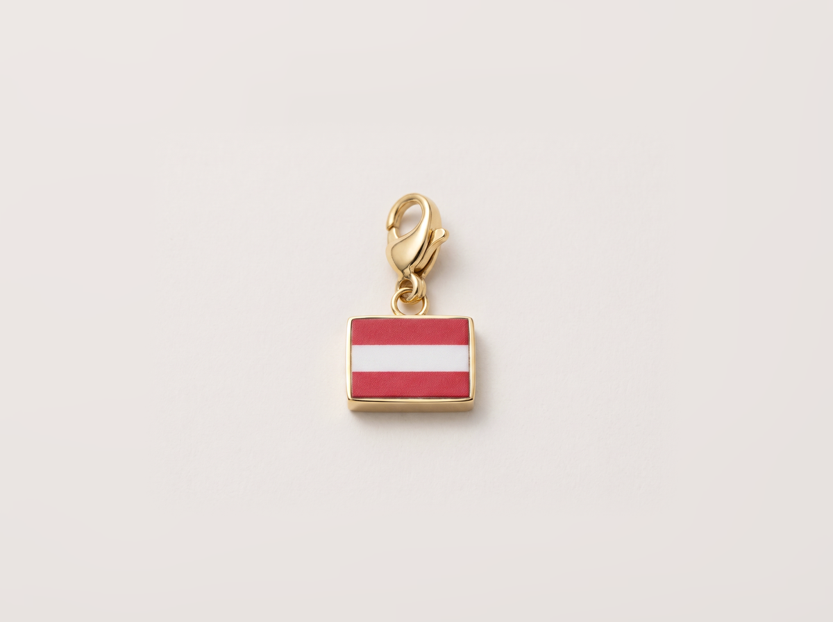 Austria flag charm, gold