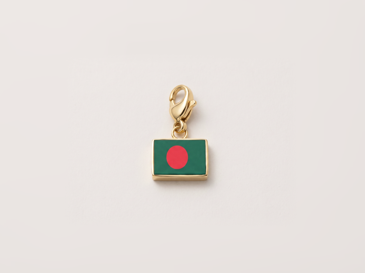 Bangladesh flag charm, gold