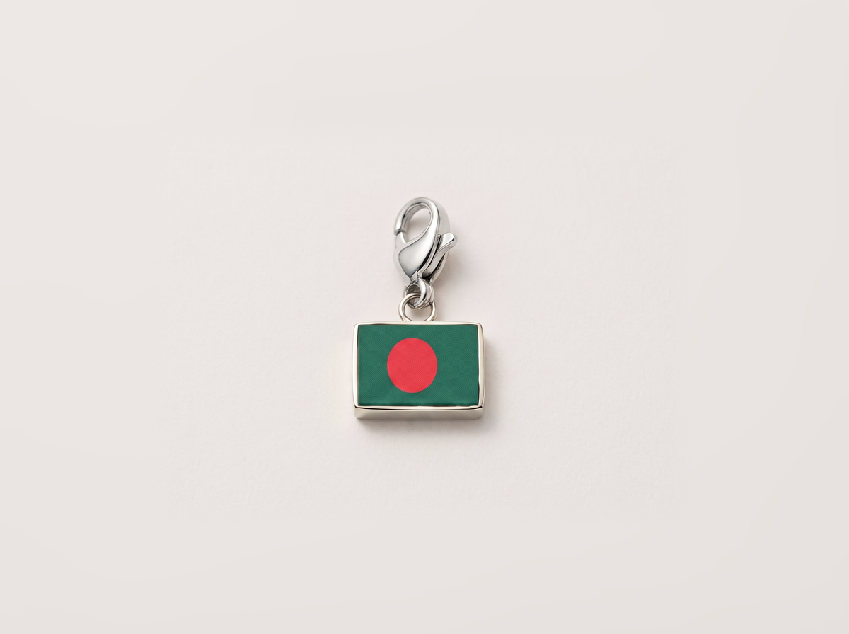 Bangladesh flag charm, silver