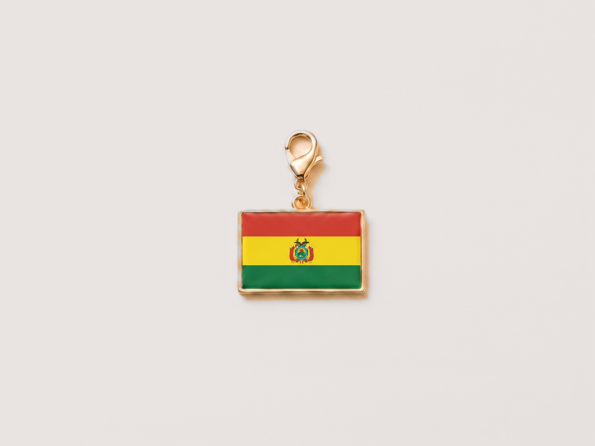 Bolivia flag charm, gold