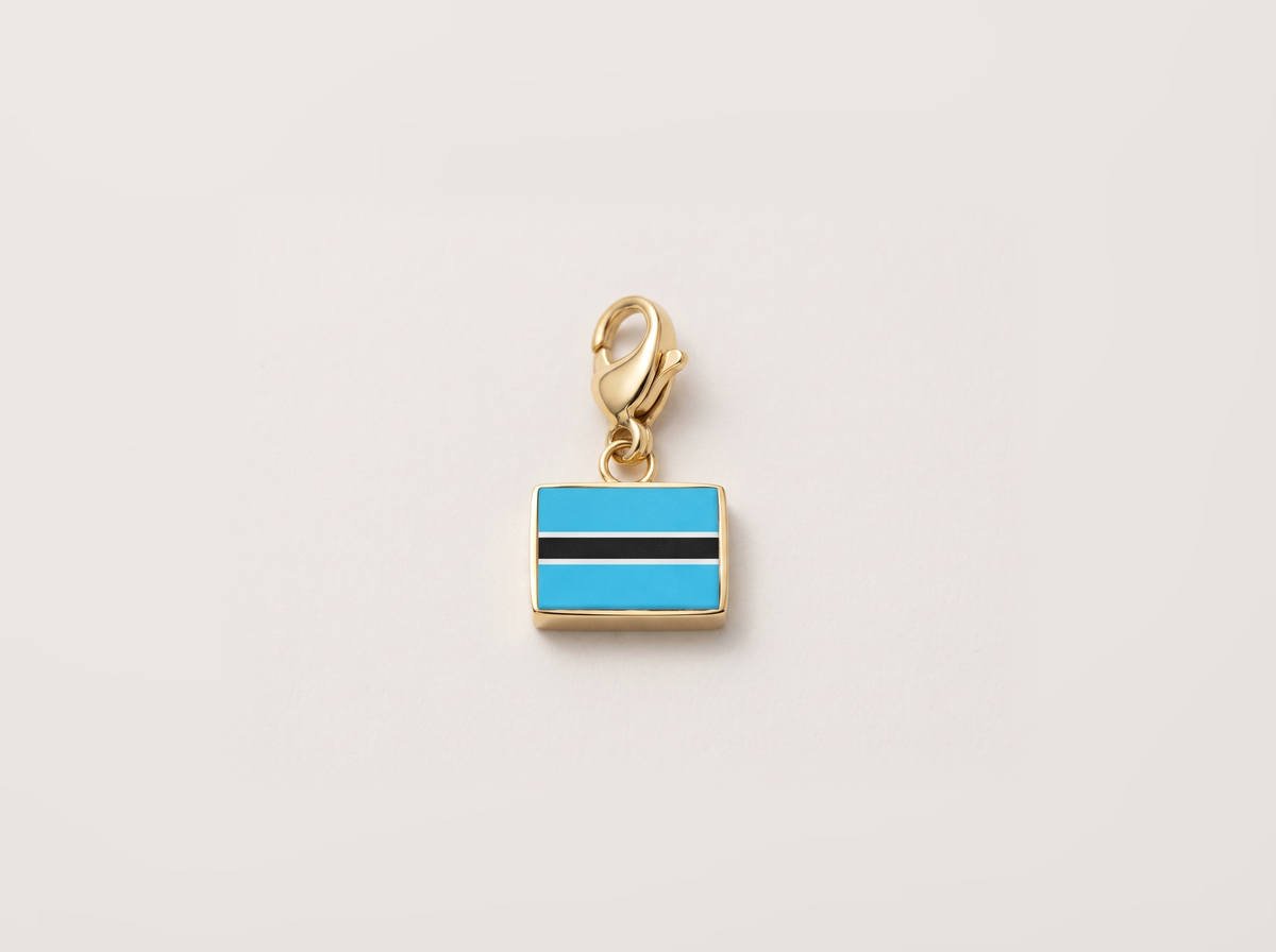 Botswana flag charm, gold