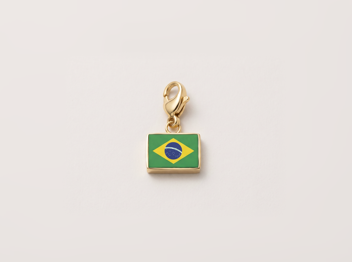 Brazil flag charm, gold