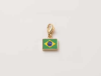 Brazil flag charm, 18k gold plated