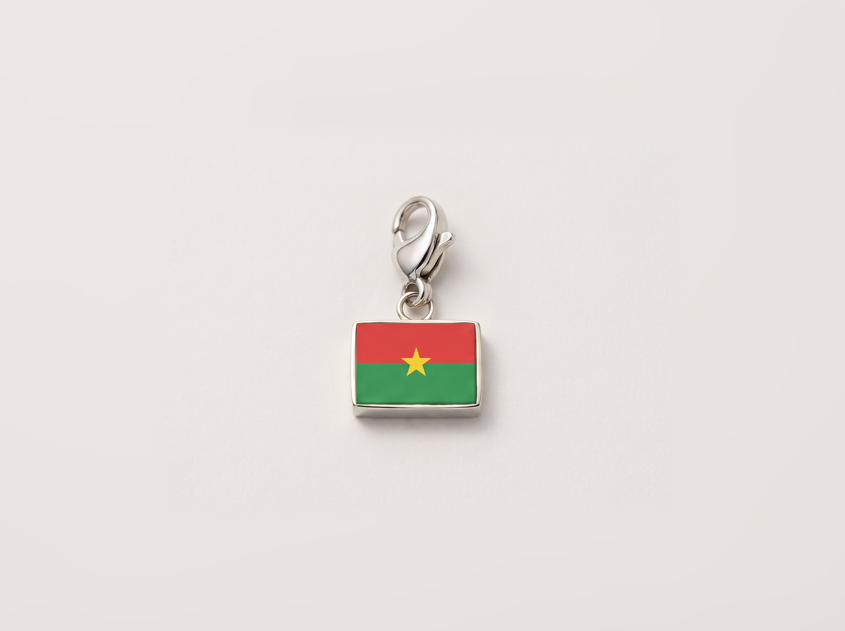 Burkina Faso flag charm, silver
