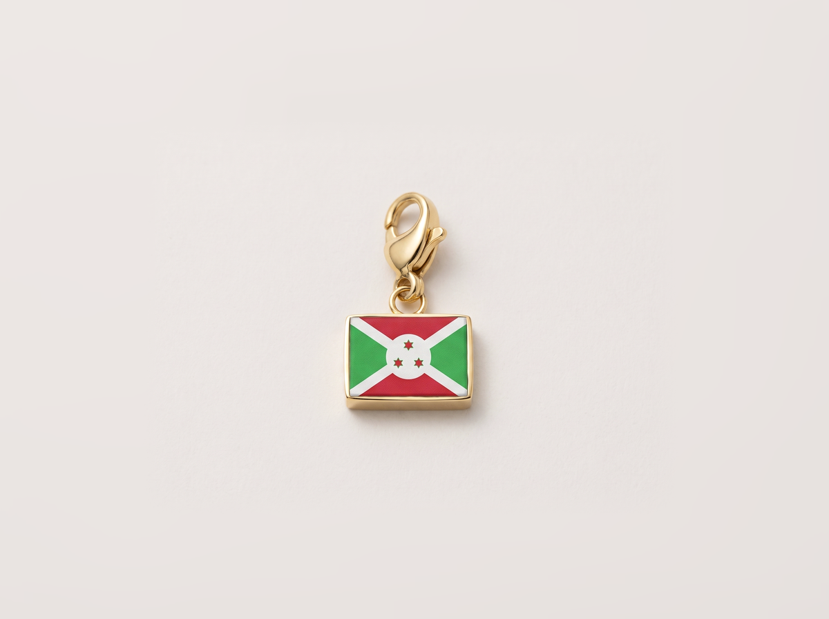 Burundi flag charm, gold