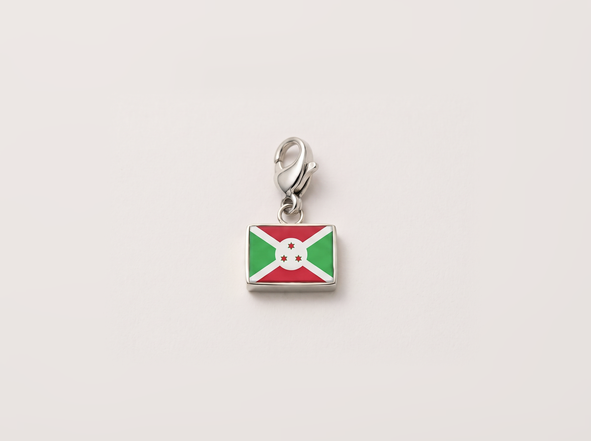 Burundi flag charm, silver