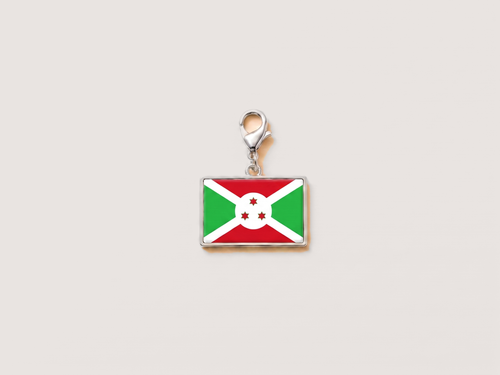 Burundi flag charm, silver