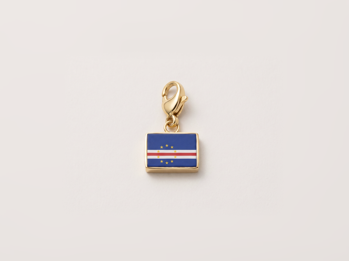 Cabo Verde flag charm, gold