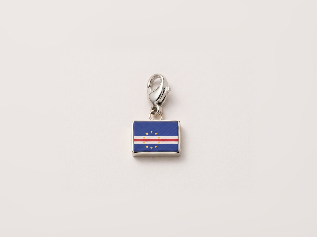 Cabo Verde flag charm, silver