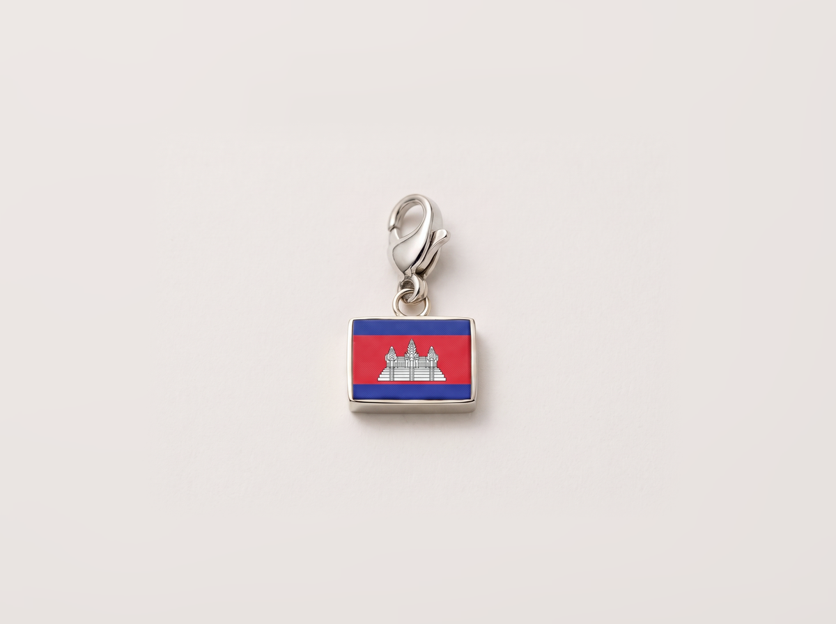 Cambodia flag charm, silver