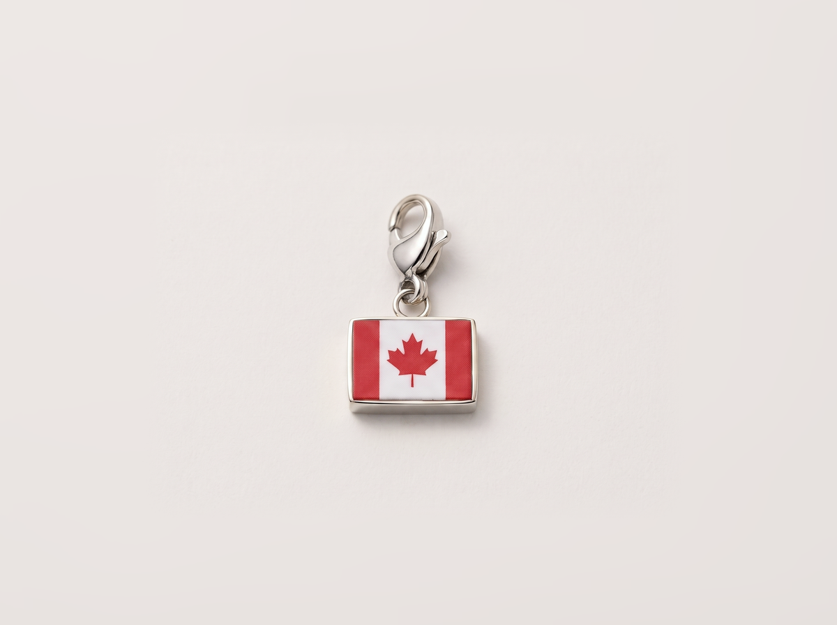 Canada flag charm, silver