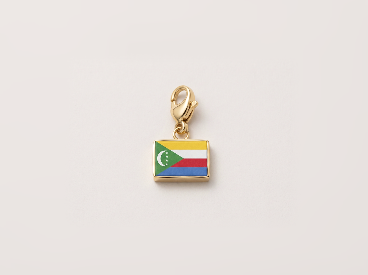 Comoros flag charm, gold