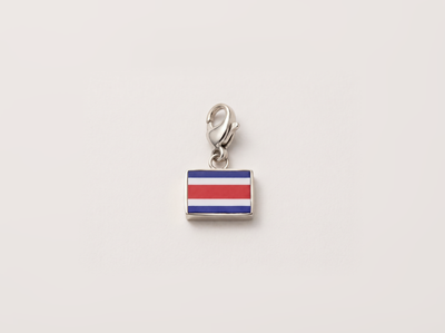 Costa Rica flag charm, silver