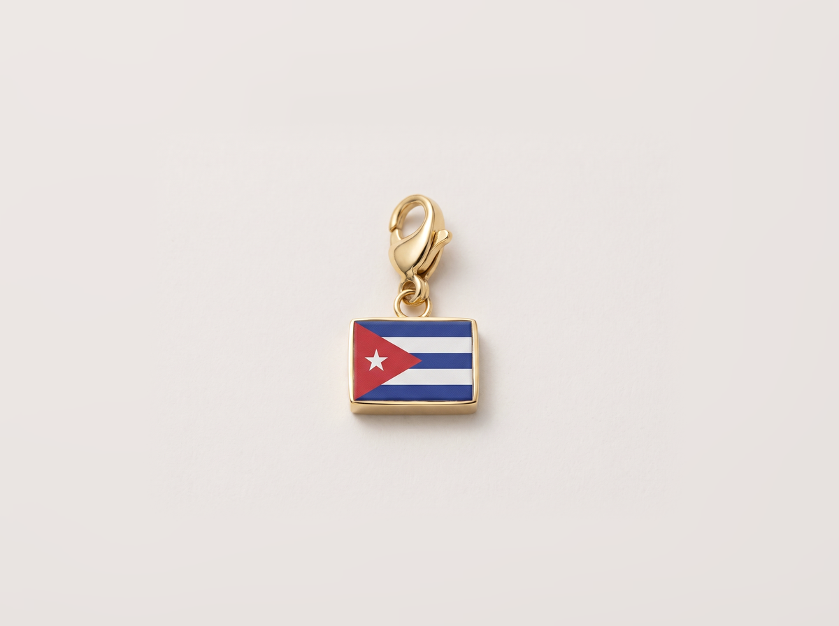 Cuba flag charm, gold