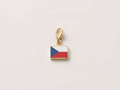 Czech Republic flag charm, 18k gold plated