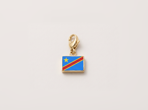 Democratic Republic of the Congo flag charm, gold
