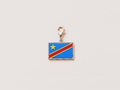 Democratic Republic of the Congo flag charm, silver