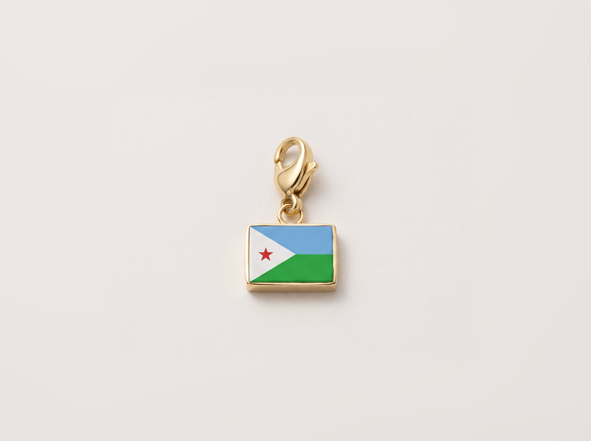 Djibouti flag charm, gold