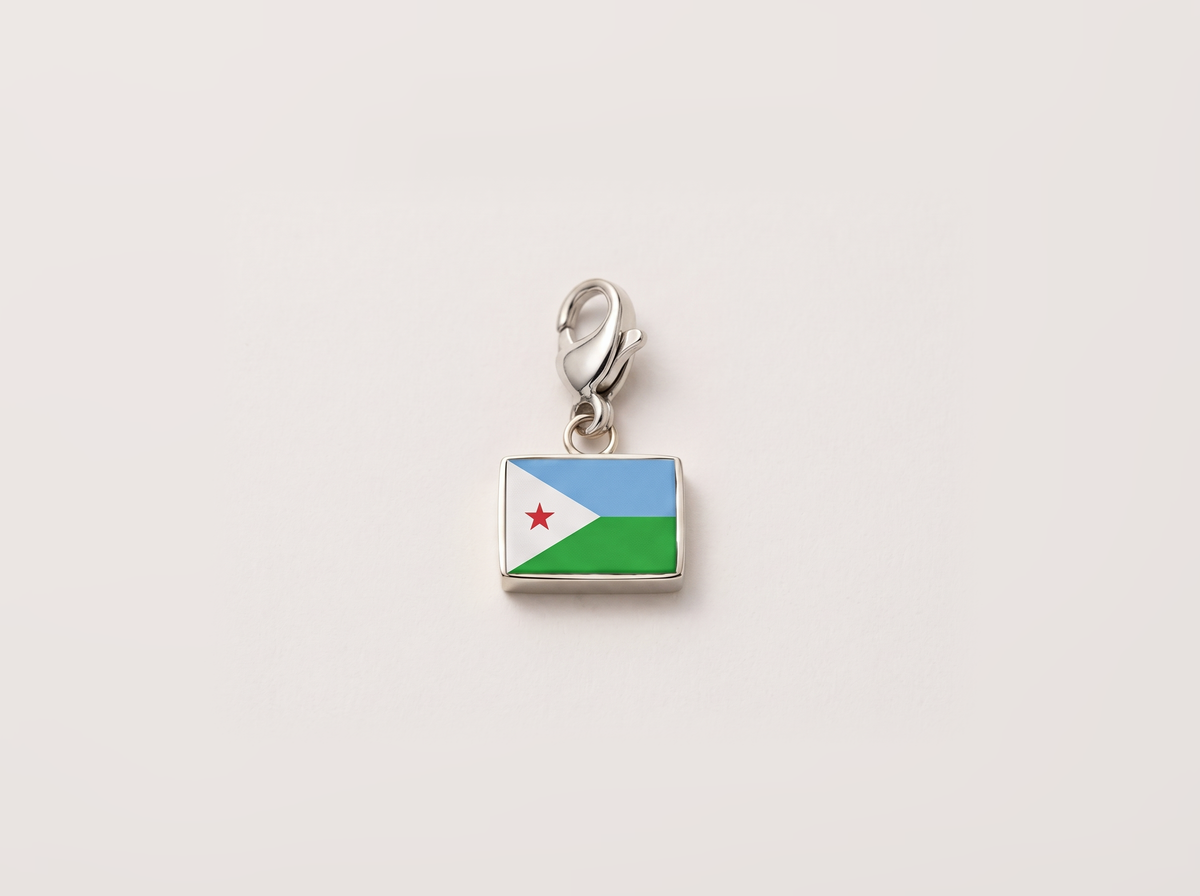 Djibouti flag charm, silver