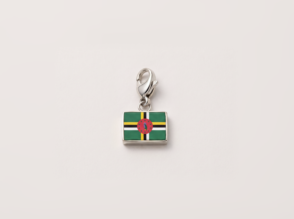 Dominica flag charm, silver
