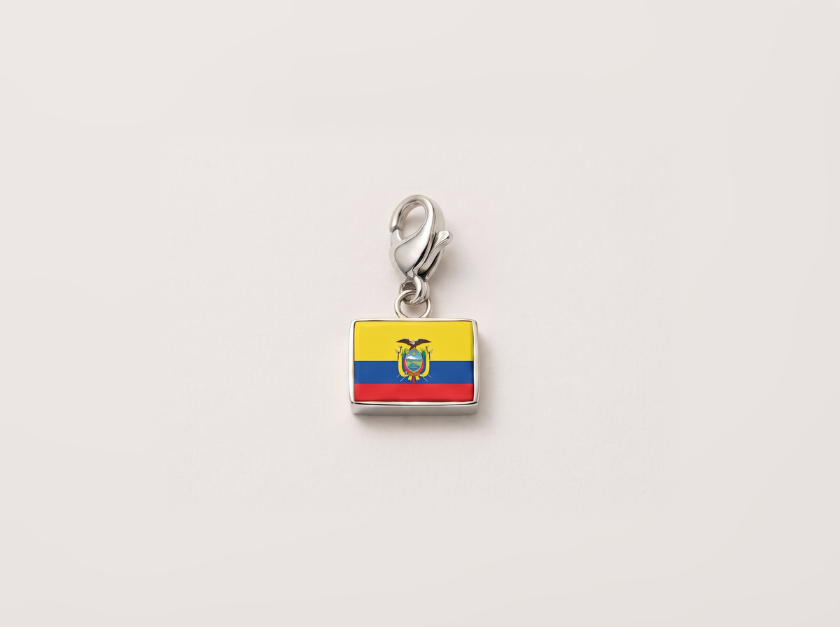 Ecuador flag charm, silver