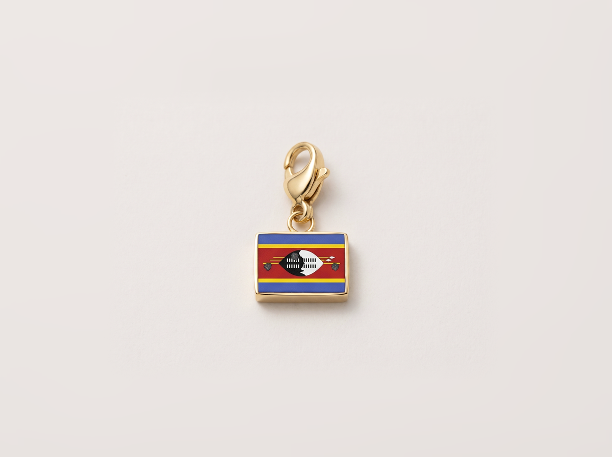 Eswatini flag charm, gold