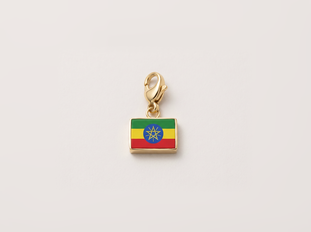 Ethiopia flag charm, gold