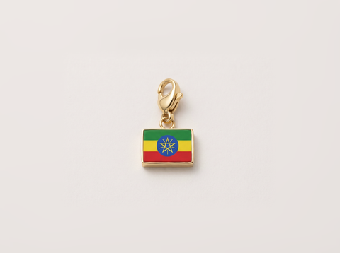 Ethiopia flag charm, gold