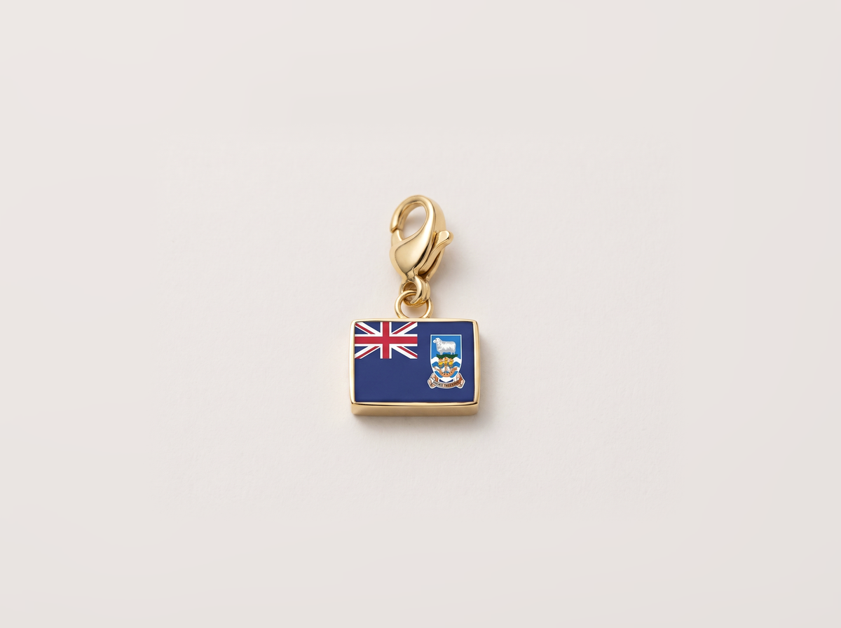 Falkland Islands flag charm, gold