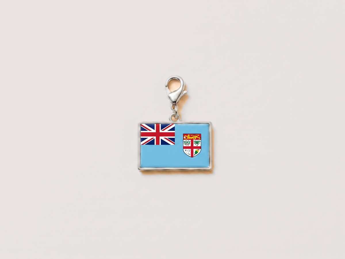 Fiji flag charm, silver