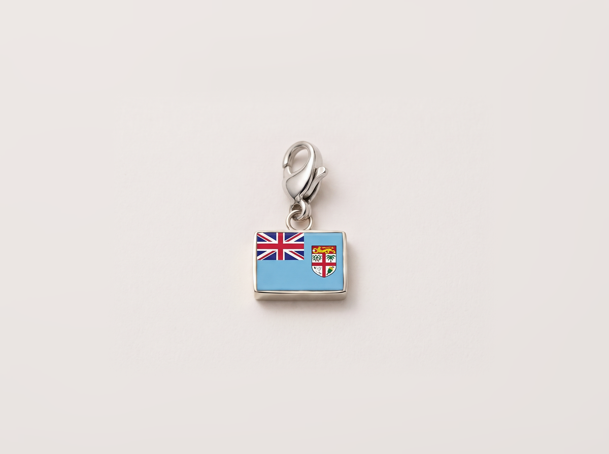 Fiji flag charm, silver