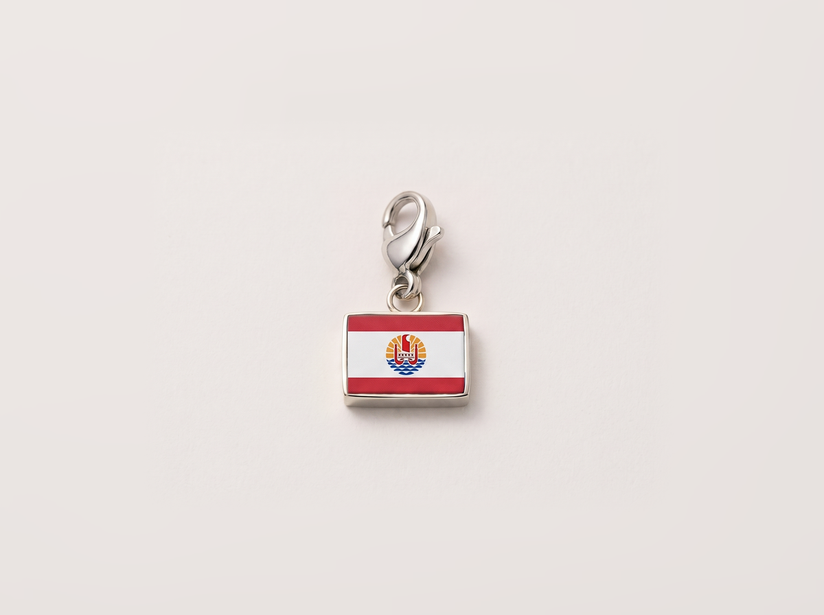 French Polynesia flag charm, silver