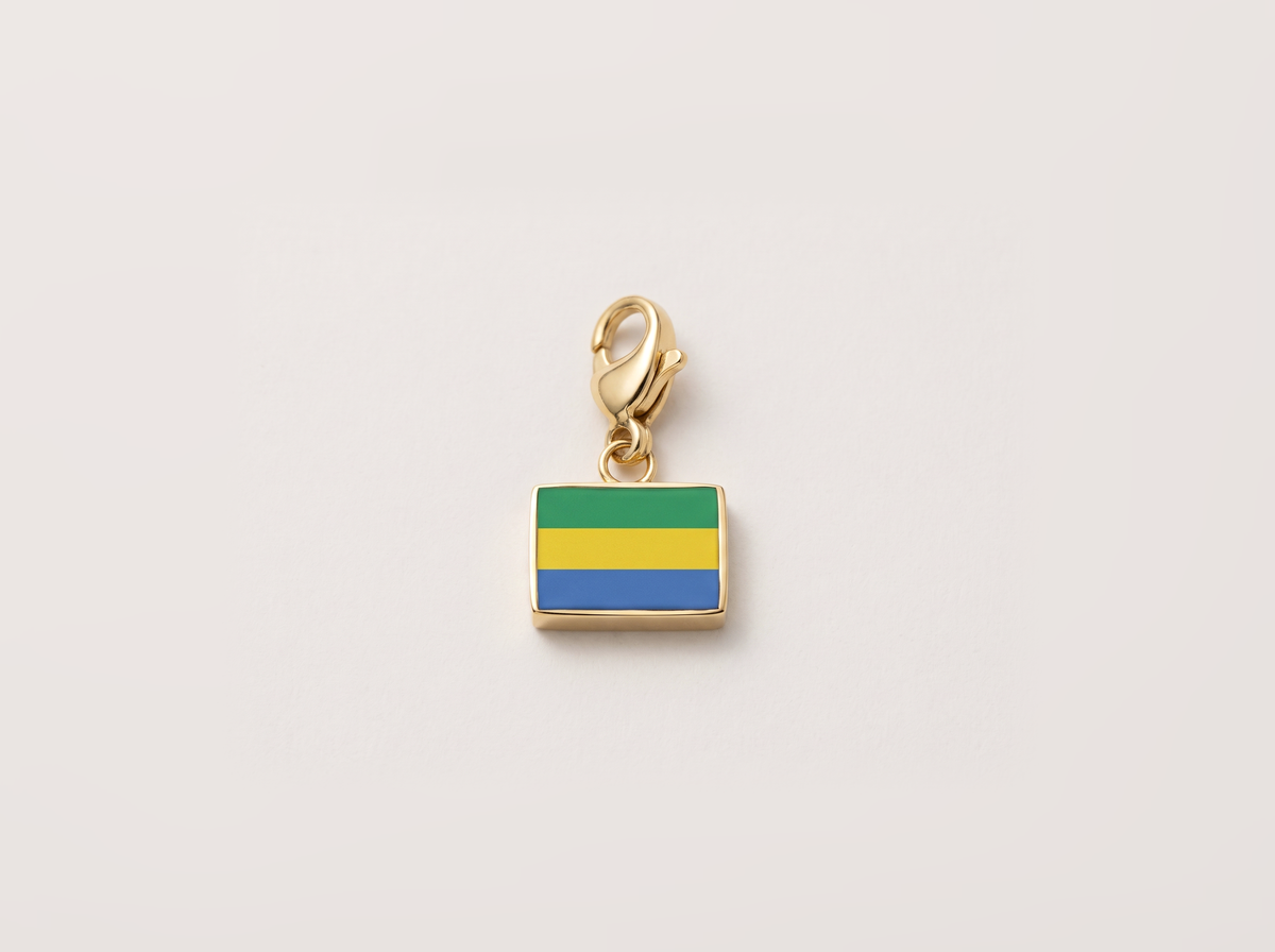 Gabon flag charm, gold
