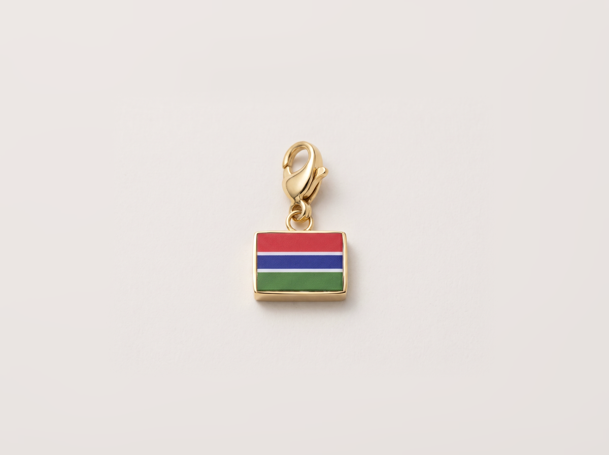 Gambia flag charm, gold