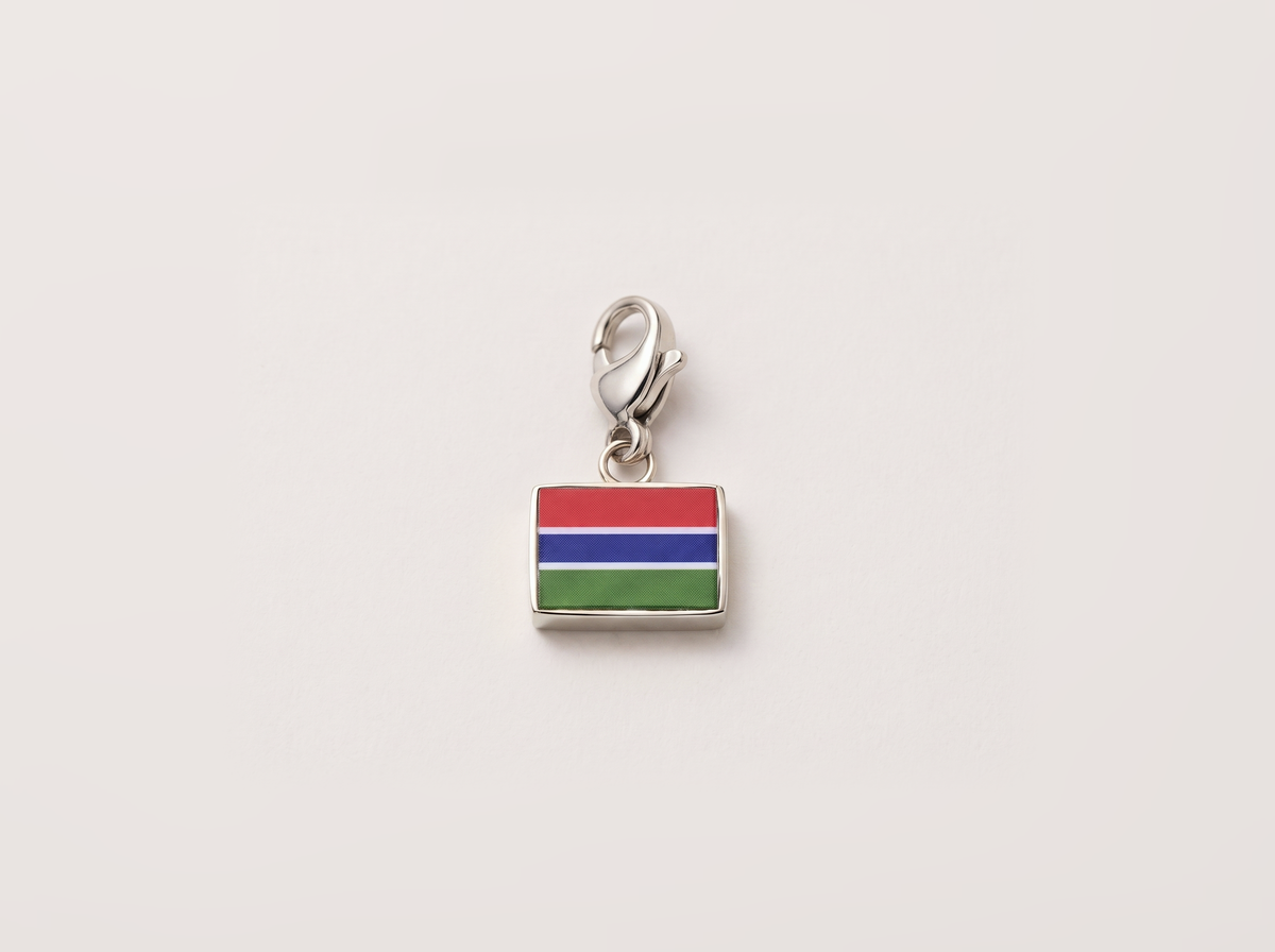 Gambia flag charm, silver
