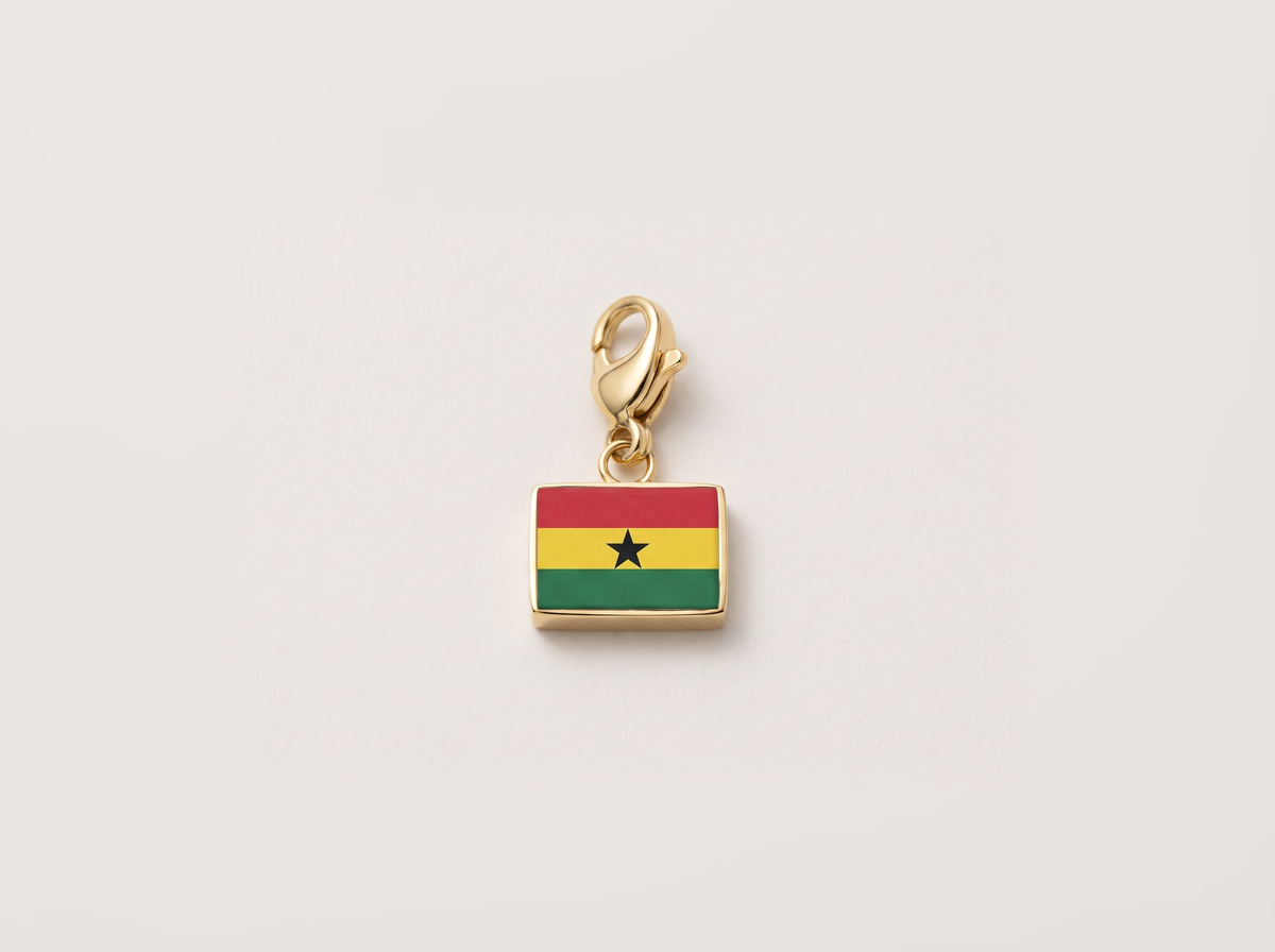 Ghana flag charm, gold