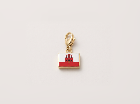 Gibraltar flag charm, gold