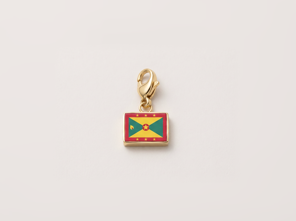 Grenada flag charm, gold