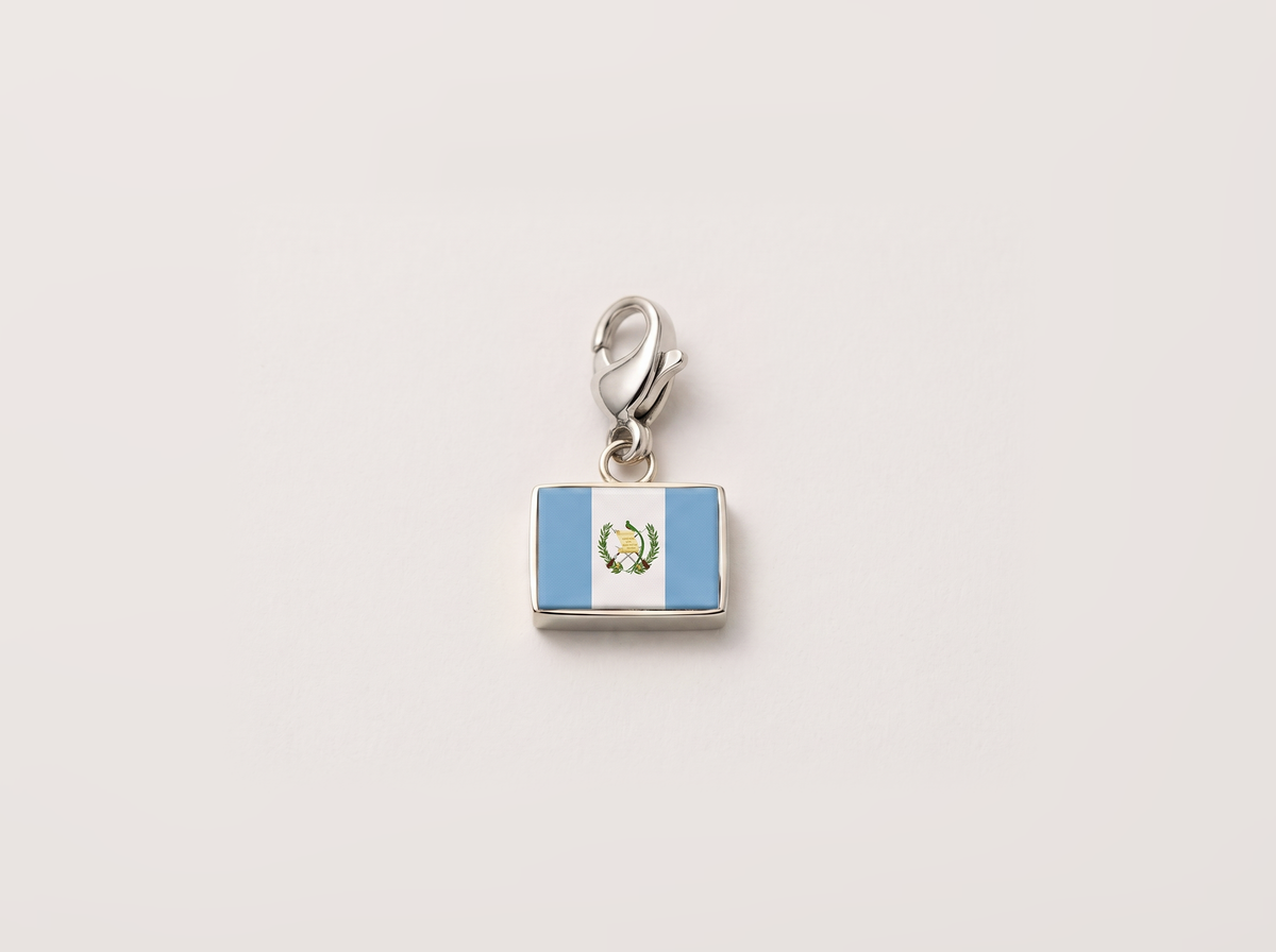 Guatemala flag charm, silver