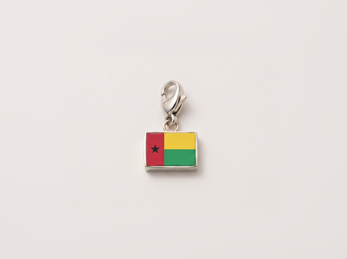 Guinea-Bissau flag charm, silver