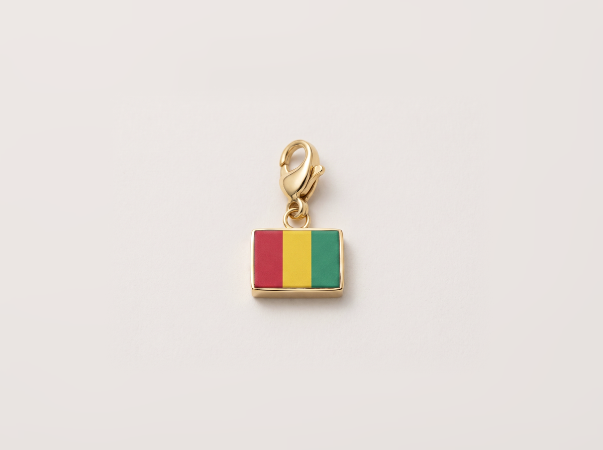 Guinea flag charm, gold