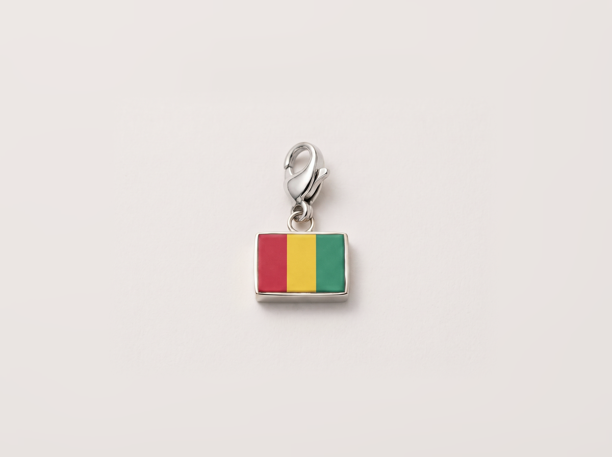 Guinea flag charm, silver