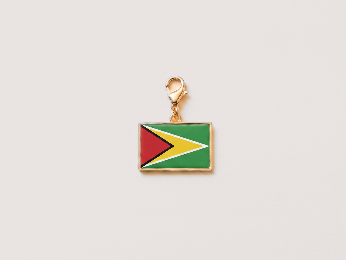 Guyana flag charm, gold